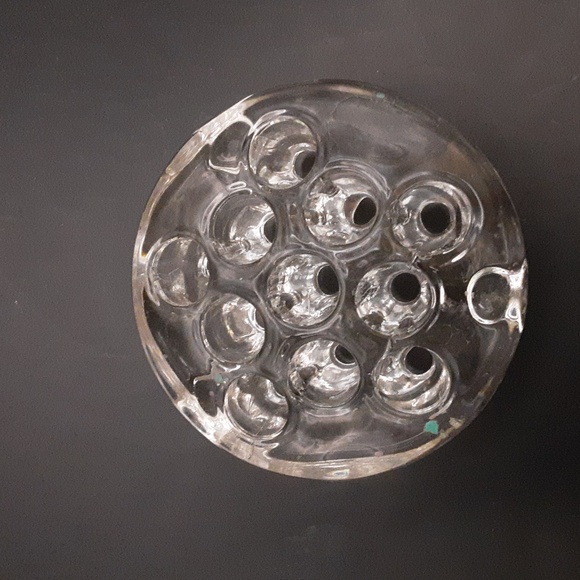 Vintage Small Glass Flower Frog w/ 10 Holes 3" - Picture 8 of 8